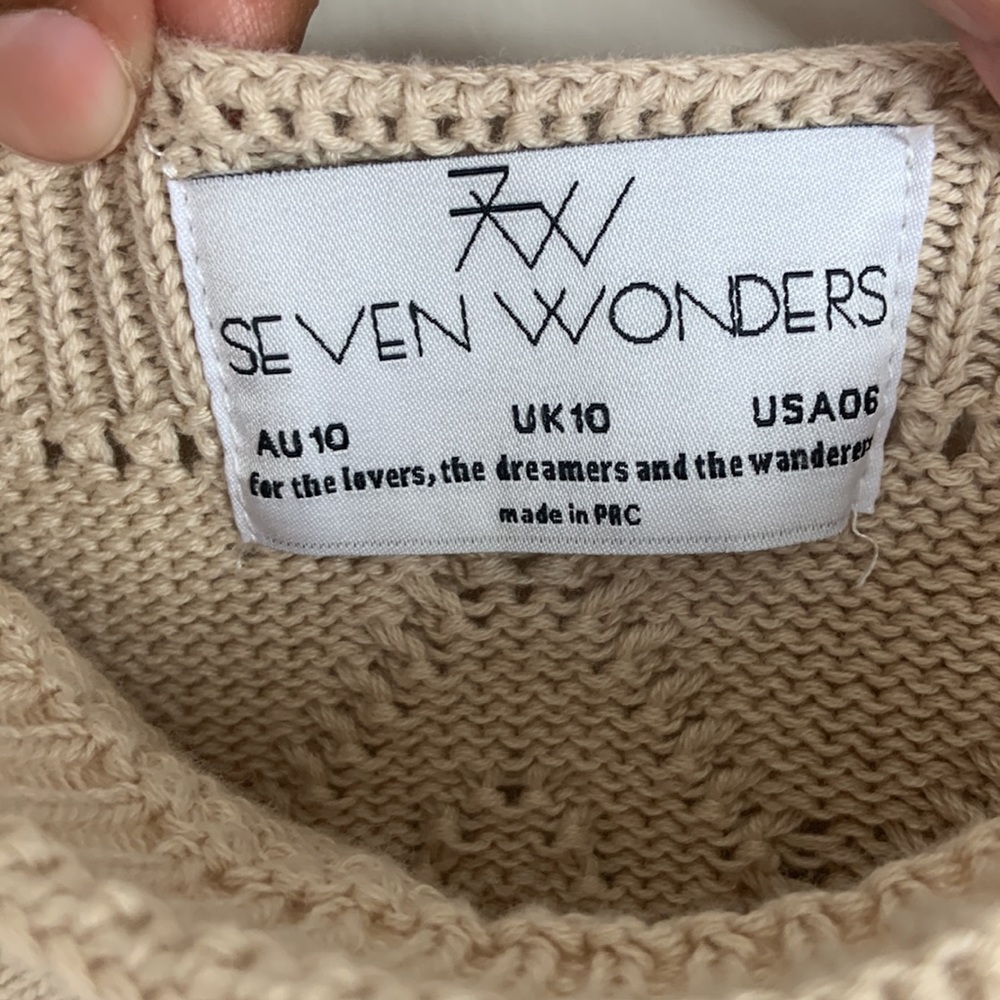 🌷SEVEN WONDERS Rose Knit Beige Dress Size 6 - Picture 8 of 9